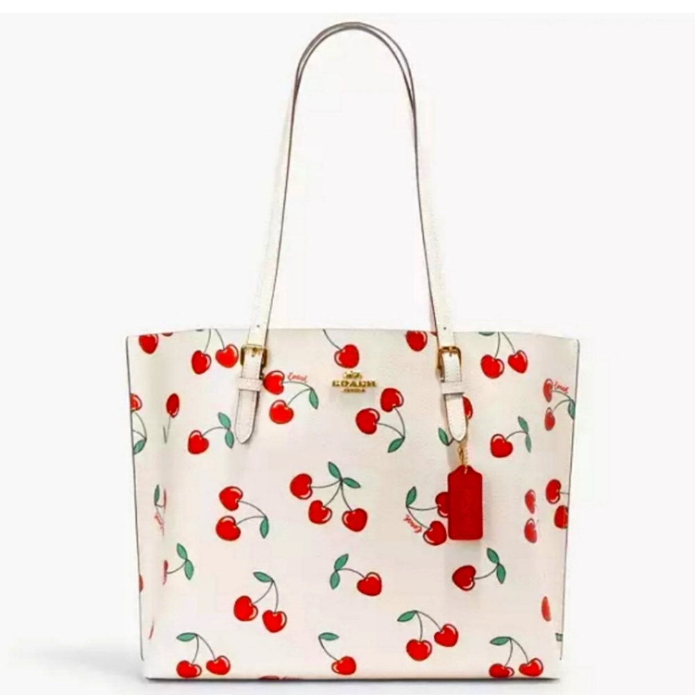 NWT Coach Multi Mollie Tote With Heart Cherry Print - Picture 1 of 9